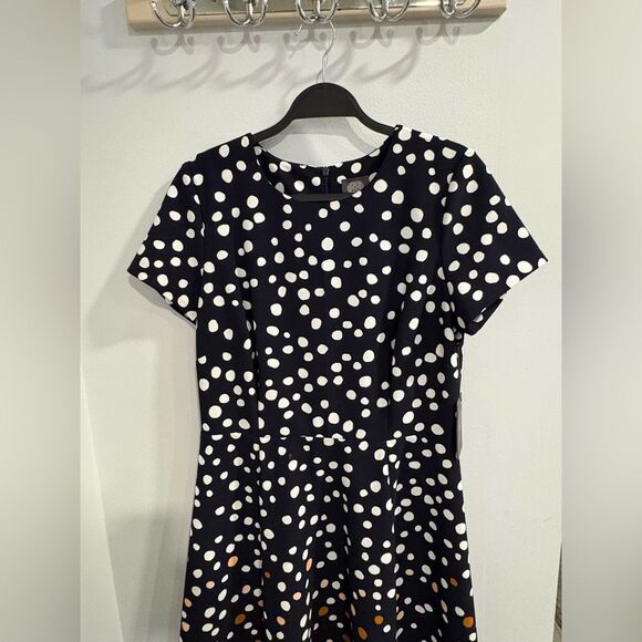 Vince Camuto Navy and White Classic Polka Dot Midi Dress - Picture 6 of 12
